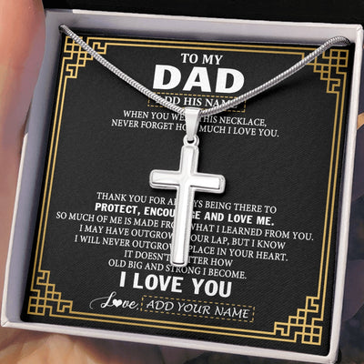 Stainless Cross Necklace Stainless Steel | 2 | Personalized To My Dad Necklace Gift From Daughter Son I Love You Protect Encourage Love Dad Gifts For Men Birthday Fathers Day Christmas Gift Box Message Card | https://siriusteestore.