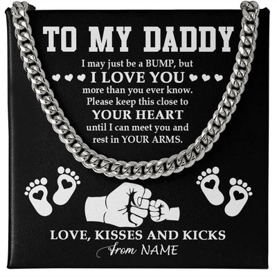 Cuban Link Chain Necklace | Personalized To My Daddy Necklace From Unborn Baby Bump Pregnancy Announcement Expecting Daddy Fathers Day Christmas Customized Gift Box Message Card | siriusteestore