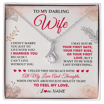 Alluring Beauty Necklace 14K White Gold Finish | 1 | Personalized To My Darling Wife Necklace From Husband My Love Birthday Gifts For Wife Soulmate Wedding Anniversary Romantic Gifts For Her Gift Box Message Card | siriusteestore