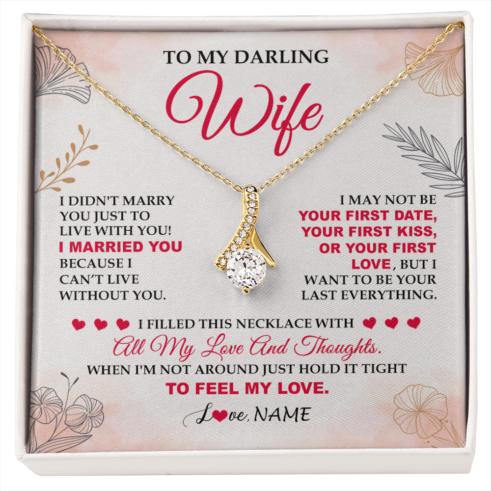 Alluring Beauty Necklace 18K Yellow Gold Finish | 1 | Personalized To My Darling Wife Necklace From Husband My Love Birthday Gifts For Wife Soulmate Wedding Anniversary Romantic Gifts For Her Gift Box Message Card | siriusteestore