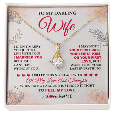 Alluring Beauty Necklace 18K Yellow Gold Finish | 1 | Personalized To My Darling Wife Necklace From Husband My Love Birthday Gifts For Wife Soulmate Wedding Anniversary Romantic Gifts For Her Gift Box Message Card | siriusteestore