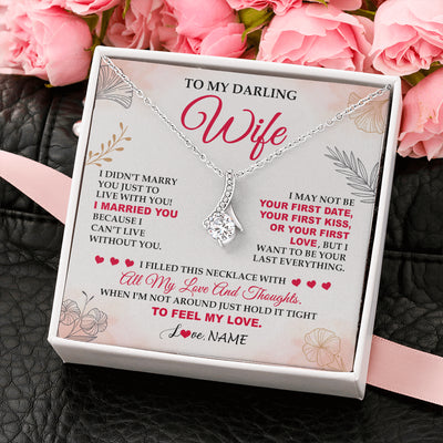 Alluring Beauty Necklace 14K White Gold Finish | 2 | Personalized To My Darling Wife Necklace From Husband My Love Birthday Gifts For Wife Soulmate Wedding Anniversary Romantic Gifts For Her Gift Box Message Card | siriusteestore