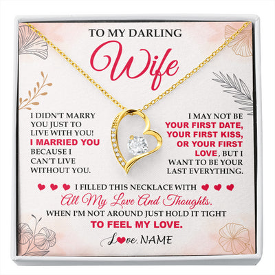 Forever Love Necklace 18K Yellow Gold Finish | 1 | Personalized To My Darling Wife Necklace From Husband My Love Birthday Gifts For Wife Soulmate Wedding Anniversary Romantic Gifts For Her Gift Box Message Card | siriusteestore