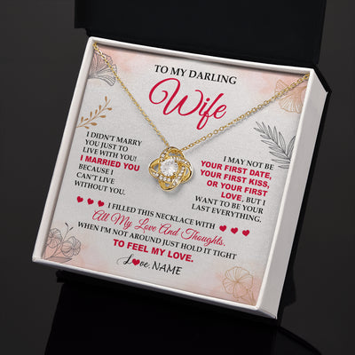 Love Knot Necklace 18K Yellow Gold Finish | 2 | Personalized To My Darling Wife Necklace From Husband My Love Birthday Gifts For Wife Soulmate Wedding Anniversary Romantic Gifts For Her Gift Box Message Card | siriusteestore