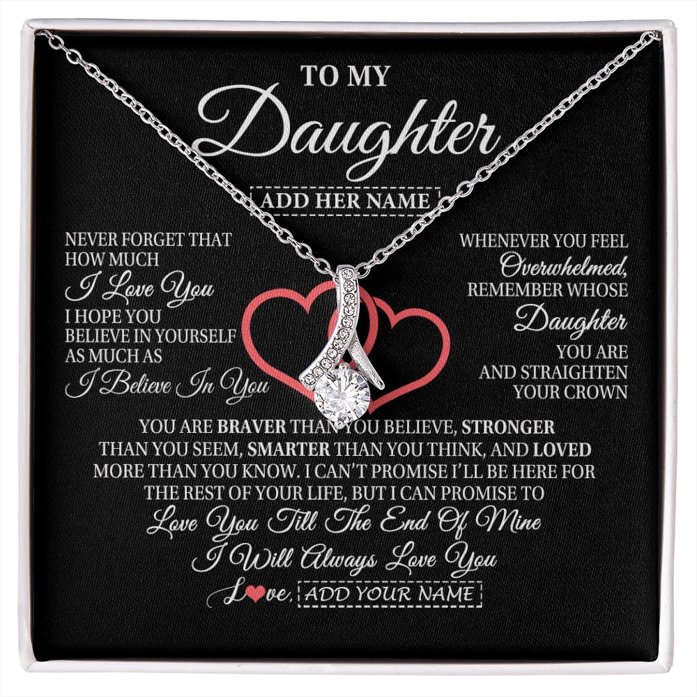 Alluring Beauty Necklace 14K White Gold Finish | 1 | Personalized To My Daughter Birthday Gifts From Mom Dad Mother Always Love You Daughter Necklace Gifts Jewelry Christmas Custom Gift Box Message Card | siriusteestore.myshopify