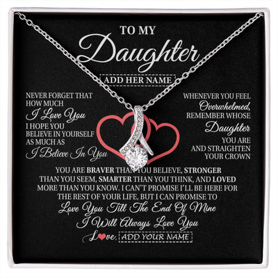 Alluring Beauty Necklace 14K White Gold Finish | 1 | Personalized To My Daughter Birthday Gifts From Mom Dad Mother Always Love You Daughter Necklace Gifts Jewelry Christmas Custom Gift Box Message Card | siriusteestore.myshopify