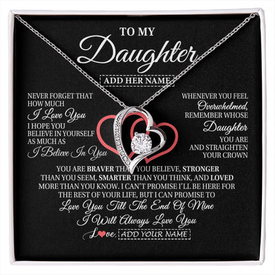 Forever Love Necklace 14K White Gold Finish | 1 | Personalized To My Daughter Birthday Gifts From Mom Dad Mother Always Love You Daughter Necklace Gifts Jewelry Christmas Custom Gift Box Message Card | siriusteestore.myshopify