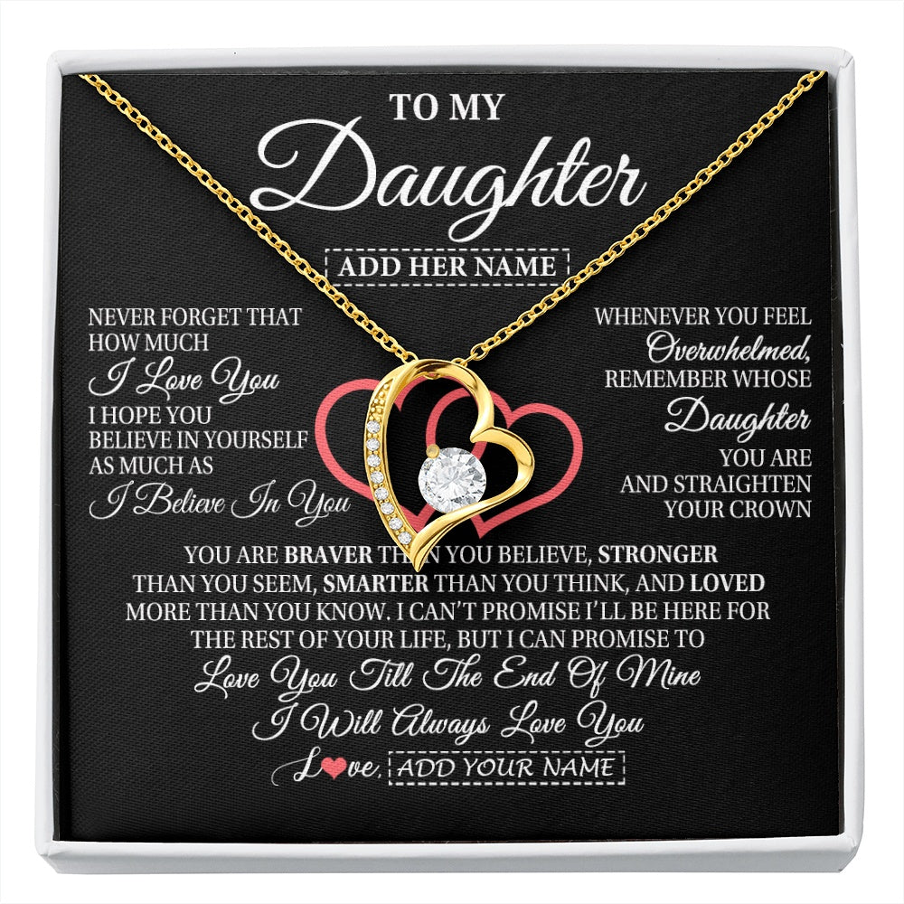 Forever Love Necklace 18K Yellow Gold Finish | 1 | Personalized To My Daughter Birthday Gifts From Mom Dad Mother Always Love You Daughter Necklace Gifts Jewelry Christmas Custom Gift Box Message Card | siriusteestore.myshopify