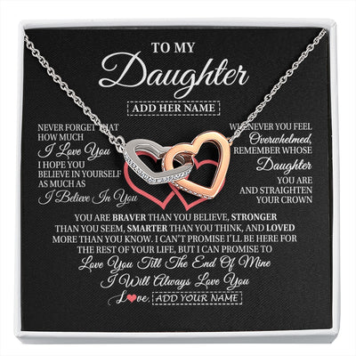 Interlocking Hearts Necklace Stainless Steel & Rose Gold Finish | 1 | Personalized To My Daughter Birthday Gifts From Mom Dad Mother Always Love You Daughter Necklace Gifts Jewelry Christmas Custom Gift Box Message Card | siriusteestore.myshopify