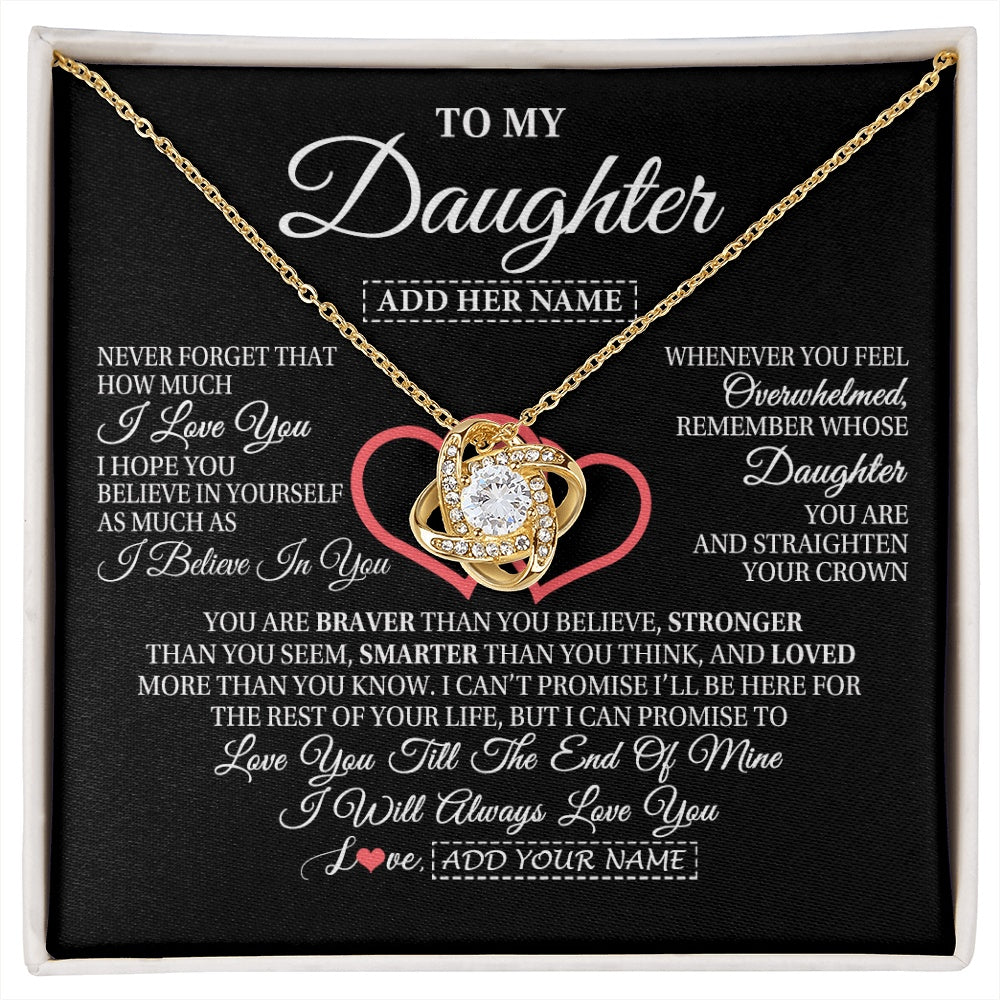 Love Knot Necklace 18K Yellow Gold Finish | 1 | Personalized To My Daughter Birthday Gifts From Mom Dad Mother Always Love You Daughter Necklace Gifts Jewelry Christmas Custom Gift Box Message Card | siriusteestore.myshopify