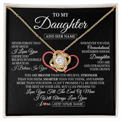 Love Knot Necklace 18K Yellow Gold Finish | 1 | Personalized To My Daughter Birthday Gifts From Mom Dad Mother Always Love You Daughter Necklace Gifts Jewelry Christmas Custom Gift Box Message Card | siriusteestore.myshopify