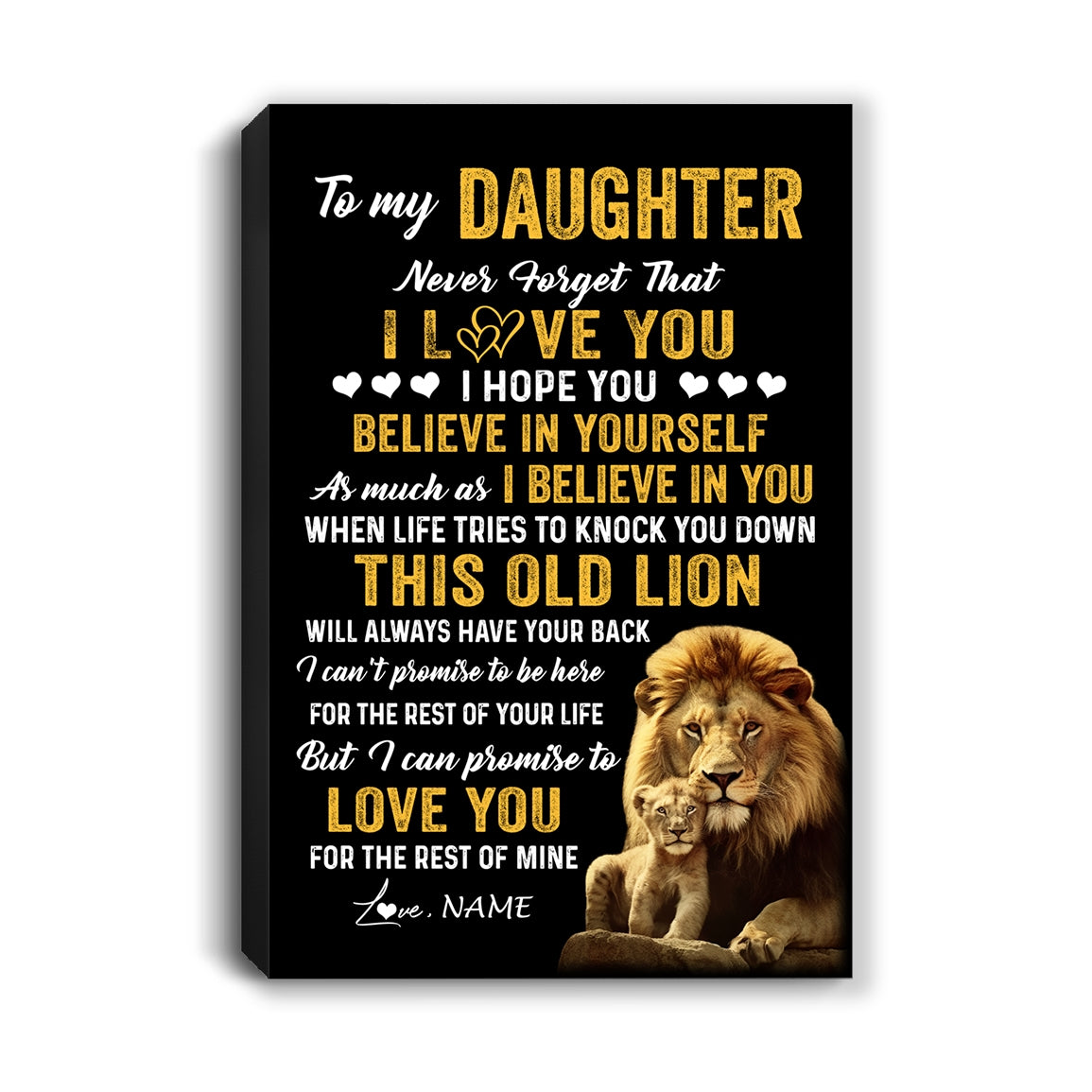 Personalized To My Daughter Canvas From Dad Father This Old Lion Love You Daughter Birthday Gifts Graduation Christmas Custom Wall Art Print Framed Canvas | siriusteestore