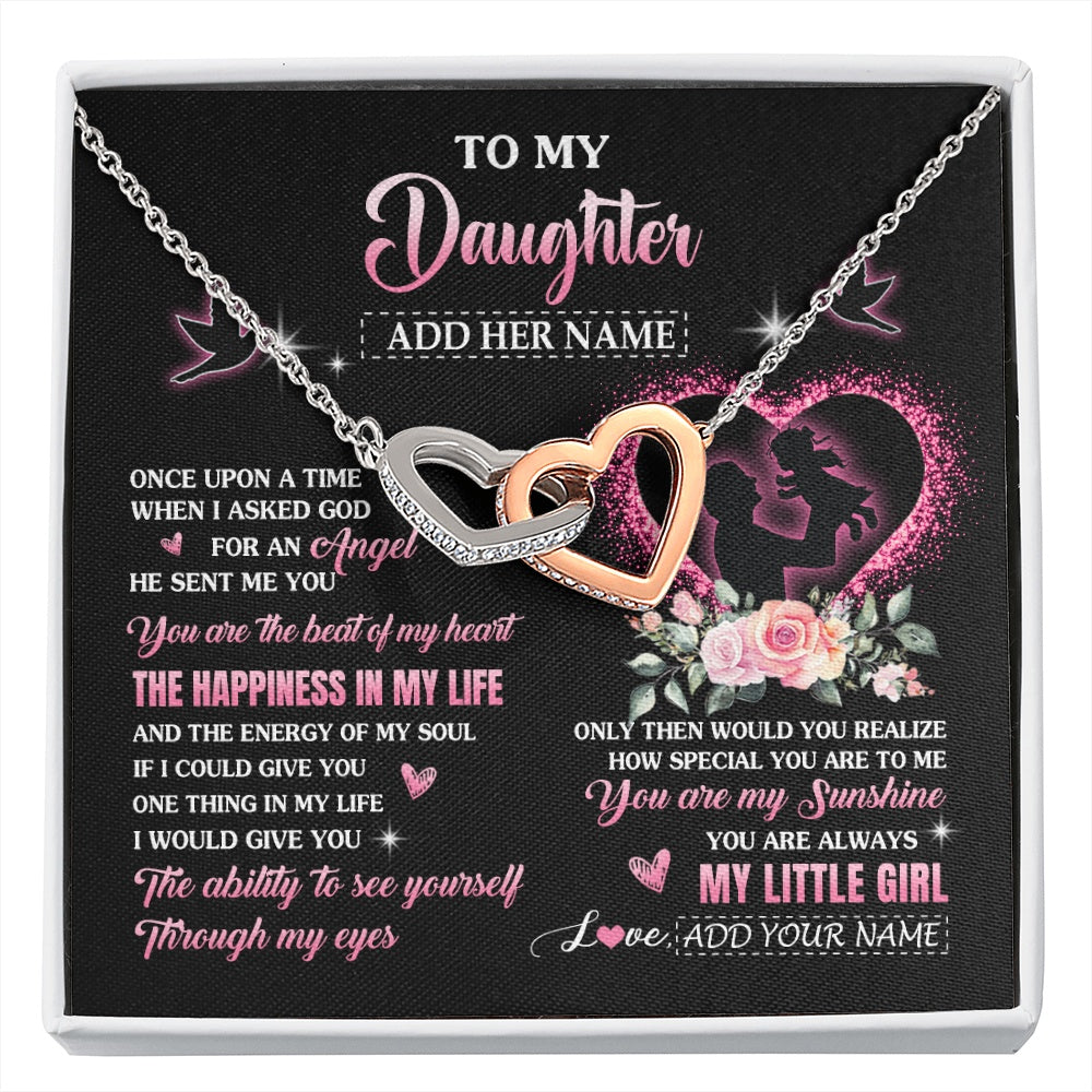 Interlocking Hearts Necklace Stainless Steel & Rose Gold Finish | 1 | Personalized To My Daughter From Dad Father Necklace Once Upon A Time Birthday Graduation Gifts For Daughter Gifts Christmas Customized Gift Box Message Card | siriusteestore.myshopify