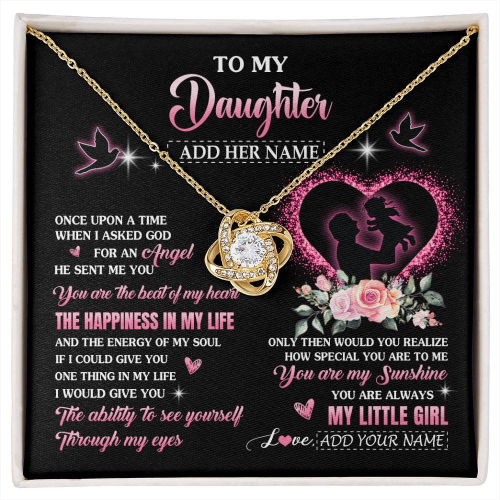 Love Knot Necklace 18K Yellow Gold Finish | 1 | Personalized To My Daughter From Dad Father Necklace Once Upon A Time Birthday Graduation Gifts For Daughter Gifts Christmas Customized Gift Box Message Card | siriusteestore.myshopify