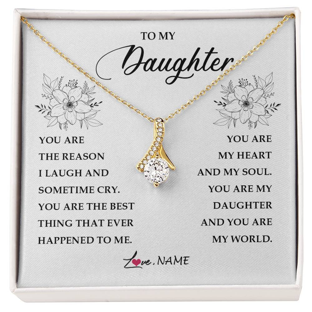 Alluring Beauty Necklace 18K Yellow Gold Finish | Personalized To My Daughter From Mom Dad You Are My Heart My And My Sould Daughter Jewelry Birthday Graduation Christmas Customized Gift Box Message Card | siriusteestore