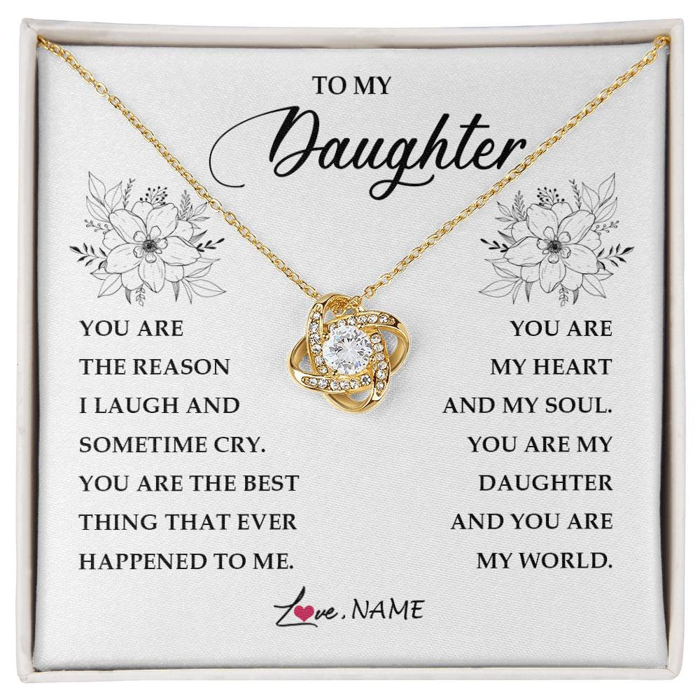 Love Knot Necklace 18K Yellow Gold Finish | Personalized To My Daughter From Mom Dad You Are My Heart My And My Sould Daughter Jewelry Birthday Graduation Christmas Customized Gift Box Message Card | siriusteestore