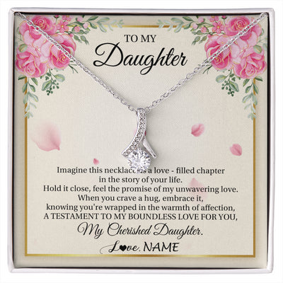 Alluring Beauty Necklace 14K White Gold Finish | 1 | Personalized To My Daughter From Mom Imagine This Necklace As A Love Daughter Birthday Jewelry Graduation Christmas Customized Gift Box Message Card | siriusteestore