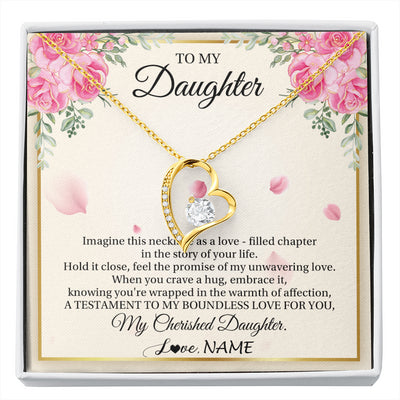 Forever Love Necklace 18K Yellow Gold Finish | 1 | Personalized To My Daughter From Mom Imagine This Necklace As A Love Daughter Birthday Jewelry Graduation Christmas Customized Gift Box Message Card | siriusteestore