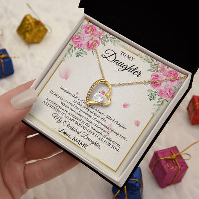 Forever Love Necklace 18K Yellow Gold Finish | 2 | Personalized To My Daughter From Mom Imagine This Necklace As A Love Daughter Birthday Jewelry Graduation Christmas Customized Gift Box Message Card | siriusteestore