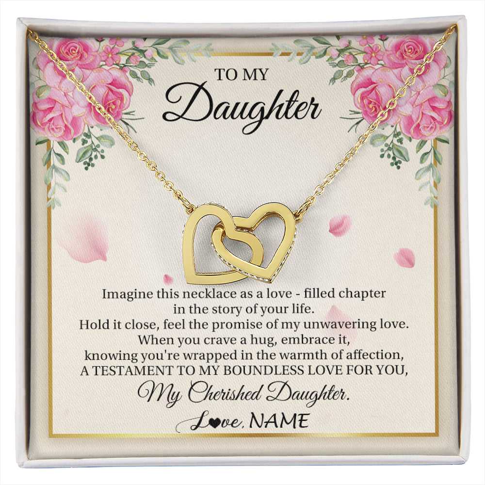 Interlocking Hearts Necklace 18K Yellow Gold Finish | 1 | Personalized To My Daughter From Mom Imagine This Necklace As A Love Daughter Birthday Jewelry Graduation Christmas Customized Gift Box Message Card | siriusteestore