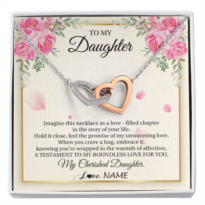 Interlocking Hearts Necklace Stainless Steel & Rose Gold Finish | 1 | Personalized To My Daughter From Mom Imagine This Necklace As A Love Daughter Birthday Jewelry Graduation Christmas Customized Gift Box Message Card | siriusteestore