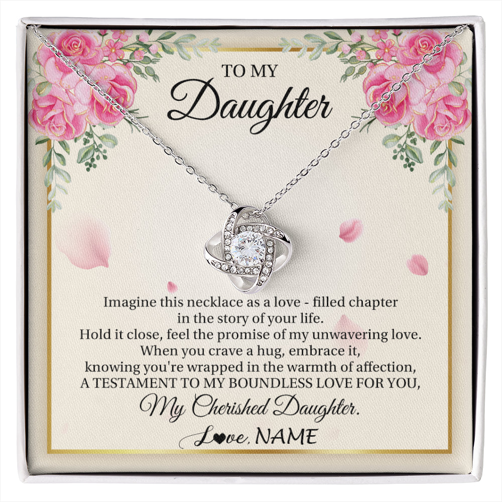 Love Knot Necklace 14K White Gold Finish | 1 | Personalized To My Daughter From Mom Imagine This Necklace As A Love Daughter Birthday Jewelry Graduation Christmas Customized Gift Box Message Card | siriusteestore