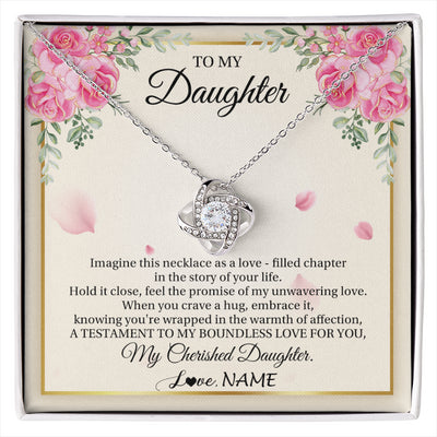 Love Knot Necklace 14K White Gold Finish | 1 | Personalized To My Daughter From Mom Imagine This Necklace As A Love Daughter Birthday Jewelry Graduation Christmas Customized Gift Box Message Card | siriusteestore