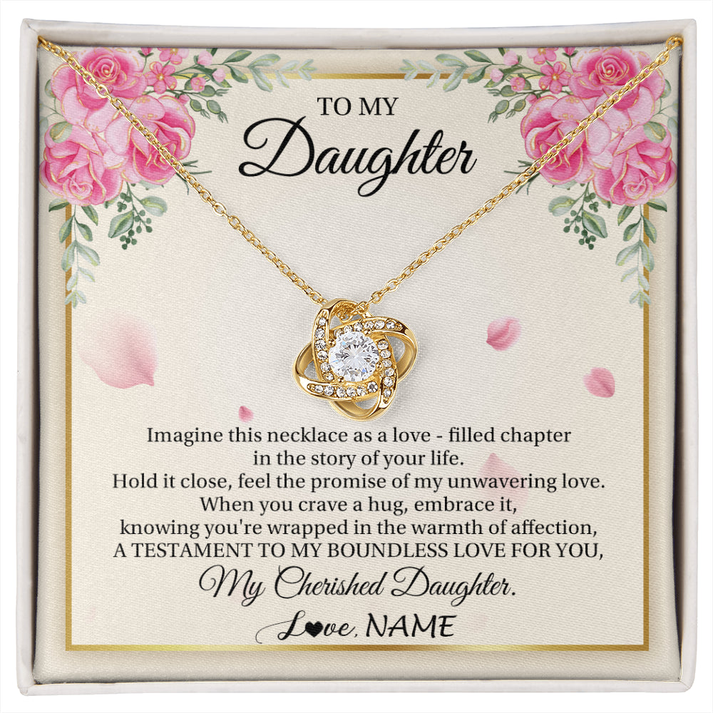Love Knot Necklace 18K Yellow Gold Finish | 1 | Personalized To My Daughter From Mom Imagine This Necklace As A Love Daughter Birthday Jewelry Graduation Christmas Customized Gift Box Message Card | siriusteestore