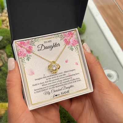 Love Knot Necklace 18K Yellow Gold Finish | 2 | Personalized To My Daughter From Mom Imagine This Necklace As A Love Daughter Birthday Jewelry Graduation Christmas Customized Gift Box Message Card | siriusteestore
