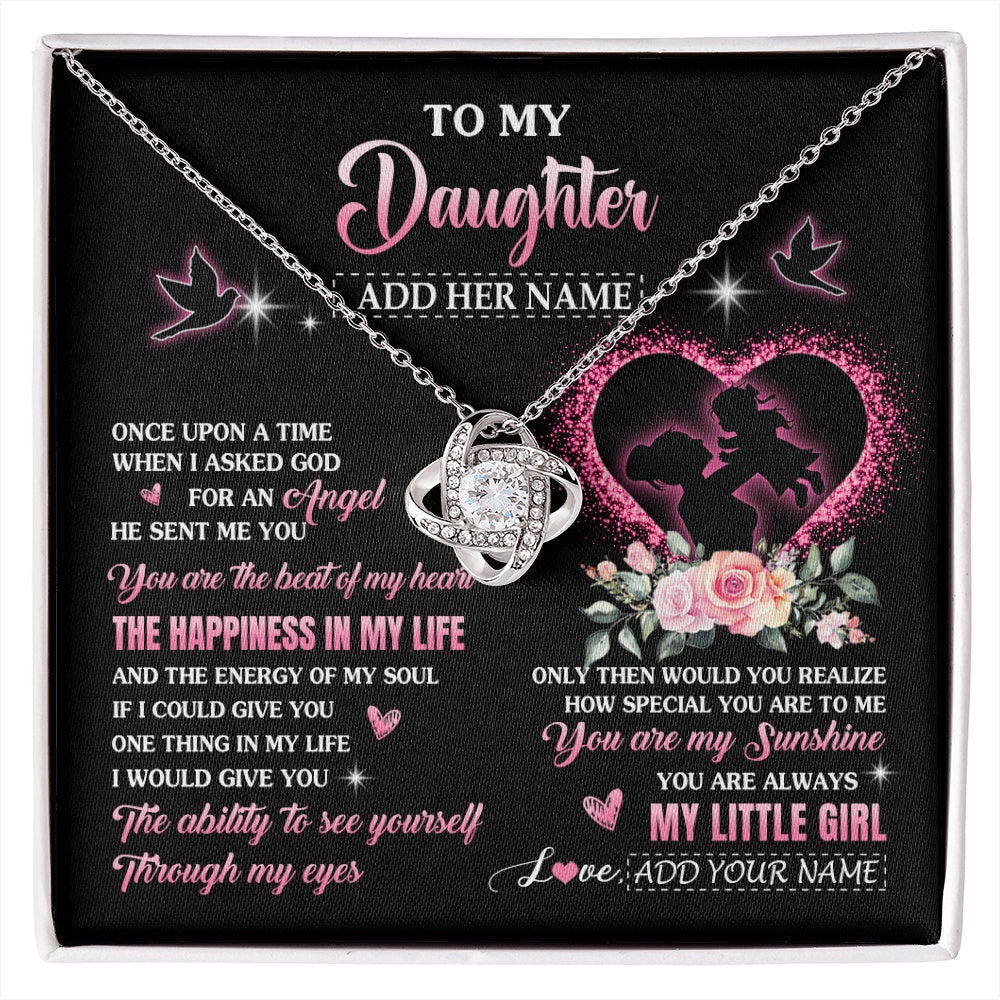 Love Knot Necklace 14K White Gold Finish | 1 | Personalized To My Daughter From Mom Mother Necklace Once Upon A Time Birthday Graduation Gifts For Daughter Gifts Christmas Customized Gift Box Message Card | siriusteestore.myshopify