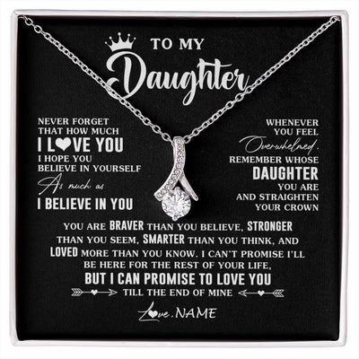 Alluring Beauty Necklace 14K White Gold Finish | 1 | Personalized To My Daughter Gifs From Mom Necklace How Much I Love You Daughter Birthday Jewelry Graduation Christmas Customized Gift Box Message Card | siriusteestore
