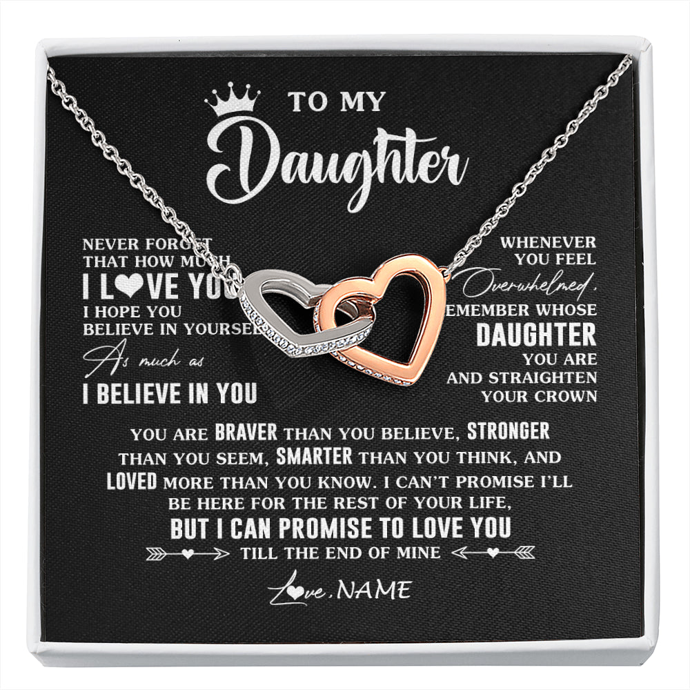 Interlocking Hearts Necklace Stainless Steel & Rose Gold Finish | 1 | Personalized To My Daughter Gifs From Mom Necklace How Much I Love You Daughter Birthday Jewelry Graduation Christmas Customized Gift Box Message Card | siriusteestore