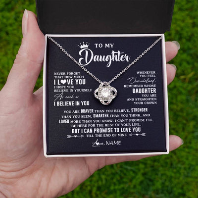 Love Knot Necklace 14K White Gold Finish | 2 | Personalized To My Daughter Gifs From Mom Necklace How Much I Love You Daughter Birthday Jewelry Graduation Christmas Customized Gift Box Message Card | siriusteestore
