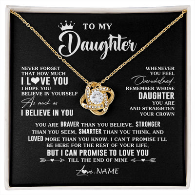 Love Knot Necklace 18K Yellow Gold Finish | 1 | Personalized To My Daughter Gifs From Mom Necklace How Much I Love You Daughter Birthday Jewelry Graduation Christmas Customized Gift Box Message Card | siriusteestore