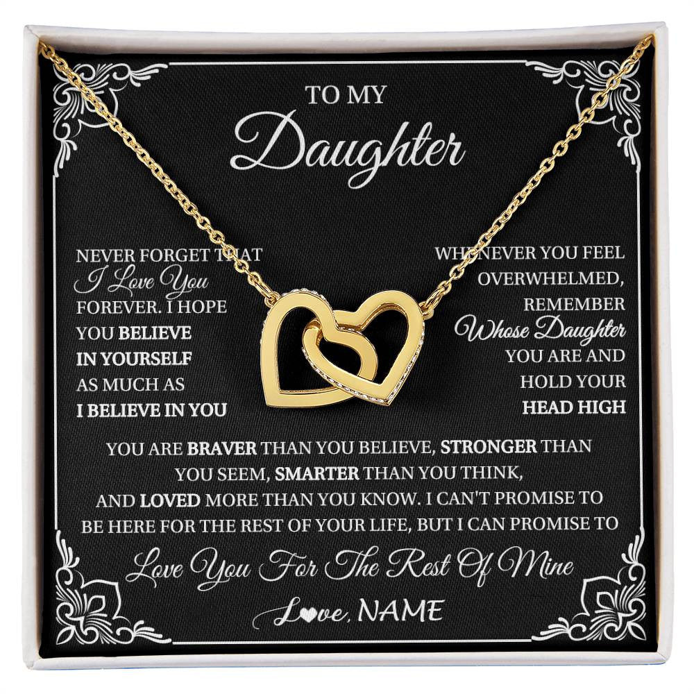 Interlocking Hearts Necklace 18K Yellow Gold Finish | 1 | Personalized To My Daughter Gift From Mom Dad Necklace I Love You Believe In You Daughter Birthday Gifts Christmas Customized Gift Box Message Card | siriusteestore