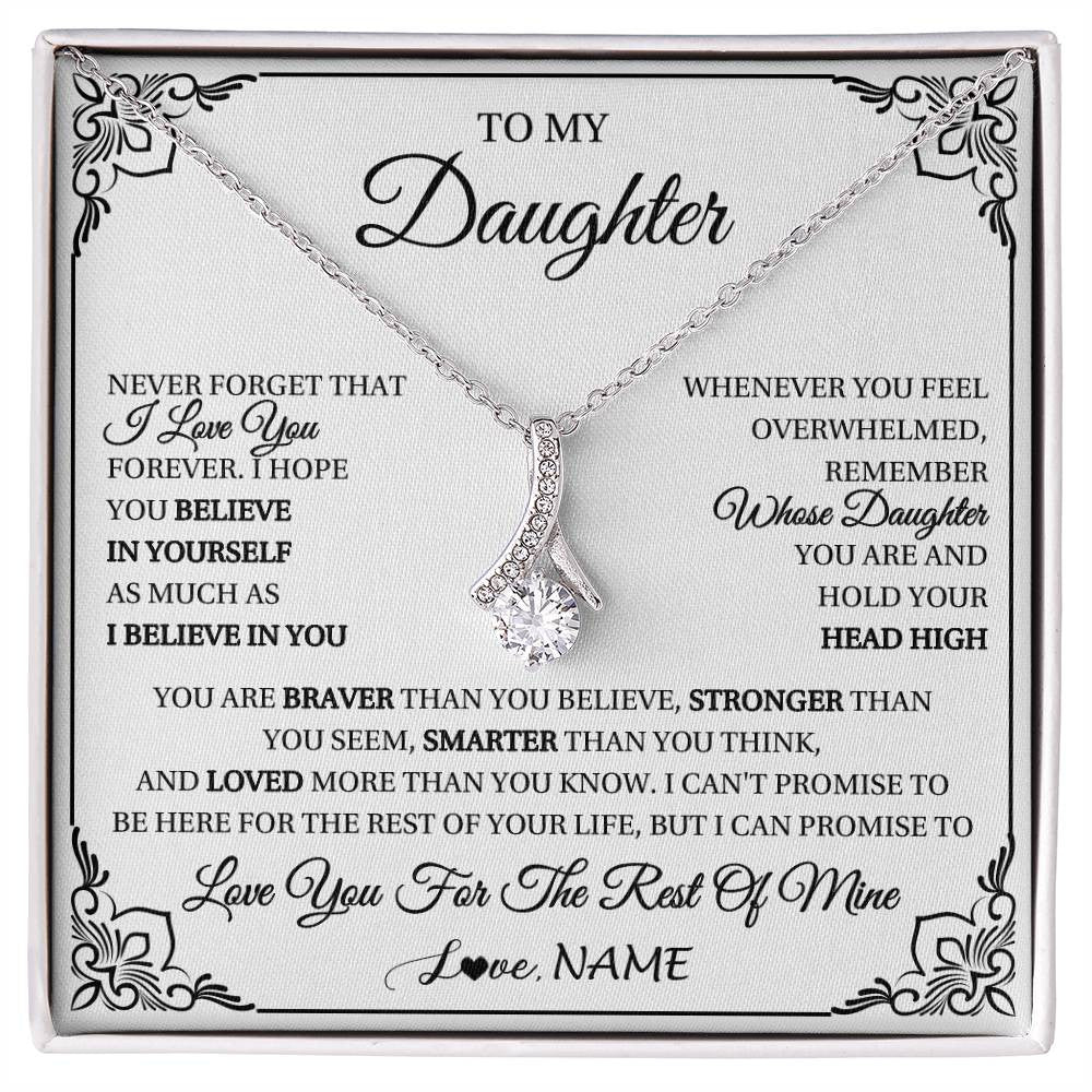 Alluring Beauty Necklace 14K White Gold Finish | 1 | Personalized To My Daughter Gift Necklace From Mom Dad I Love You Believe In You Daughter Birthday Gifts Christmas Customized Gift Box Message Card | siriusteestore