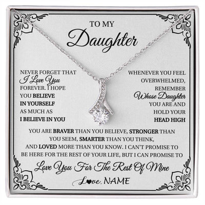 Alluring Beauty Necklace 14K White Gold Finish | 1 | Personalized To My Daughter Gift Necklace From Mom Dad I Love You Believe In You Daughter Birthday Gifts Christmas Customized Gift Box Message Card | siriusteestore