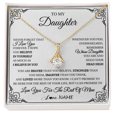 Alluring Beauty Necklace 18K Yellow Gold Finish | 1 | Personalized To My Daughter Gift Necklace From Mom Dad I Love You Believe In You Daughter Birthday Gifts Christmas Customized Gift Box Message Card | siriusteestore