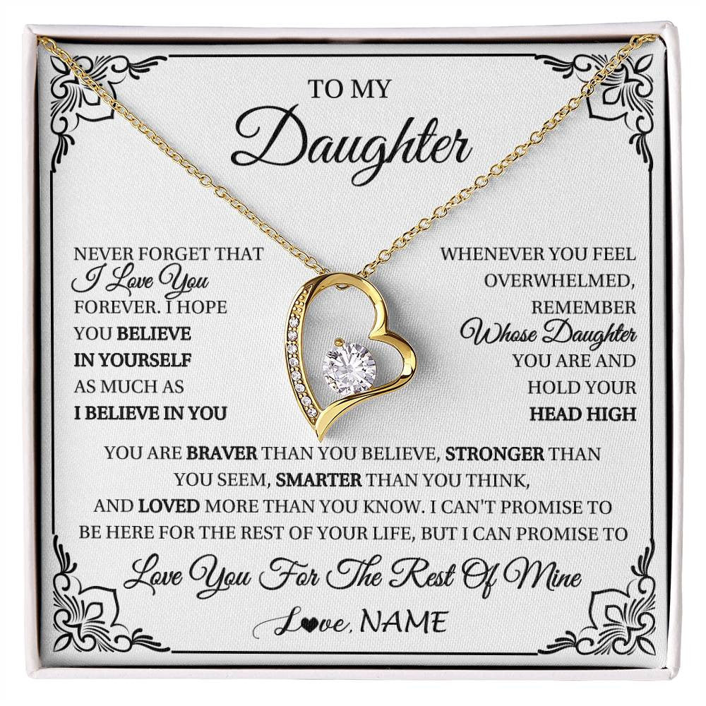 Forever Love Necklace 18K Yellow Gold Finish | 1 | Personalized To My Daughter Gift Necklace From Mom Dad I Love You Believe In You Daughter Birthday Gifts Christmas Customized Gift Box Message Card | siriusteestore