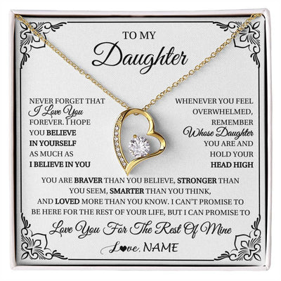 Forever Love Necklace 18K Yellow Gold Finish | 1 | Personalized To My Daughter Gift Necklace From Mom Dad I Love You Believe In You Daughter Birthday Gifts Christmas Customized Gift Box Message Card | siriusteestore