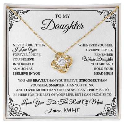 Love Knot Necklace 18K Yellow Gold Finish | 1 | Personalized To My Daughter Gift Necklace From Mom Dad I Love You Believe In You Daughter Birthday Gifts Christmas Customized Gift Box Message Card | siriusteestore