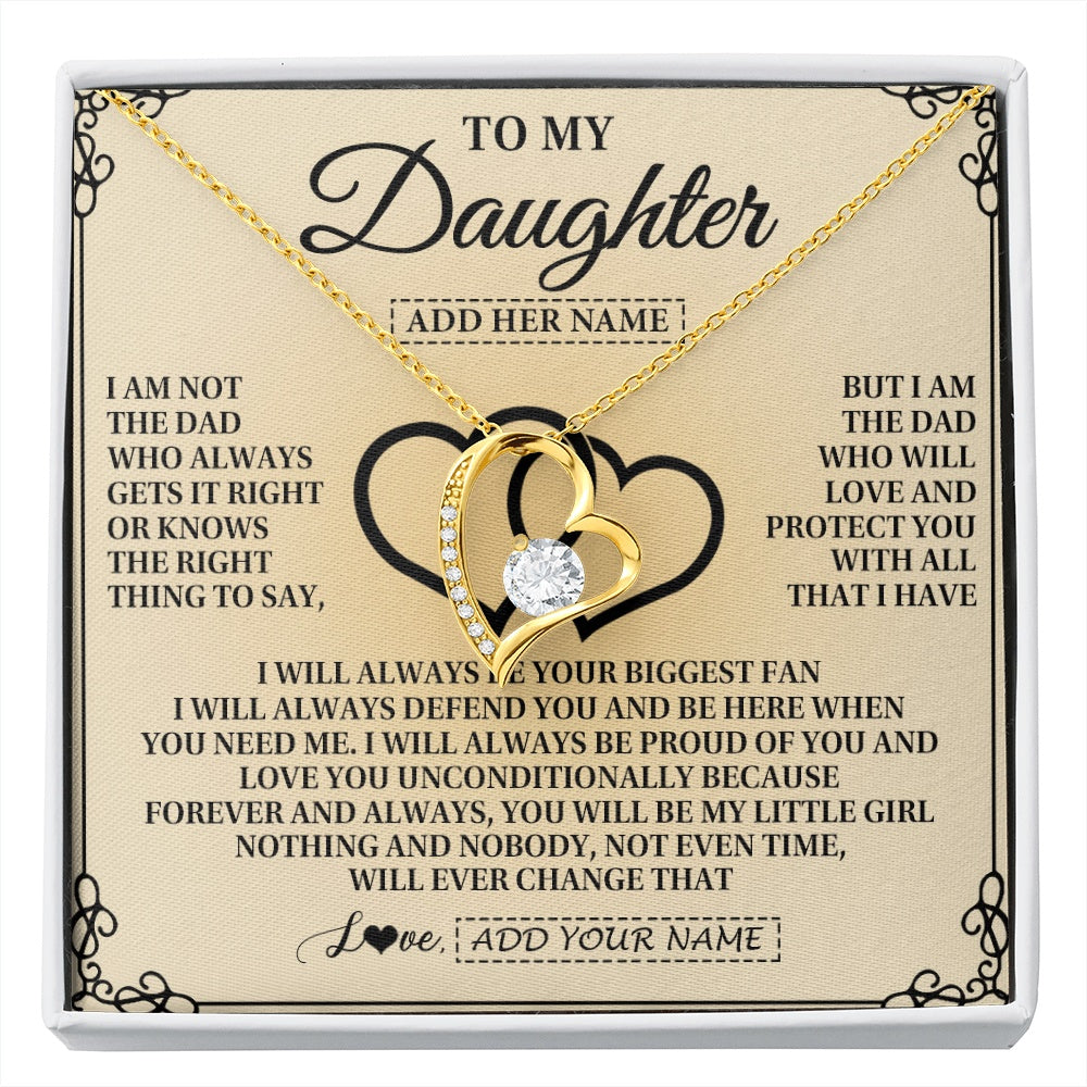Forever Love Necklace 18K Yellow Gold Finish | 1 | Personalized To My Daughter Gifts From Dad Daughter Birthday Gifts Jewelry For Women Father Pendant Necklace Christmas Custom Gift Box Message Card | https://siriusteestore.