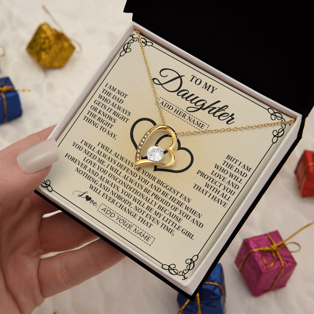 Forever Love Necklace 18K Yellow Gold Finish | 2 | Personalized To My Daughter Gifts From Dad Daughter Birthday Gifts Jewelry For Women Father Pendant Necklace Christmas Custom Gift Box Message Card | https://siriusteestore.