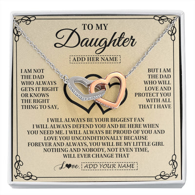Interlocking Hearts Necklace Stainless Steel & Rose Gold Finish | 1 | Personalized To My Daughter Gifts From Dad Daughter Birthday Gifts Jewelry For Women Father Pendant Necklace Christmas Custom Gift Box Message Card | https://siriusteestore.