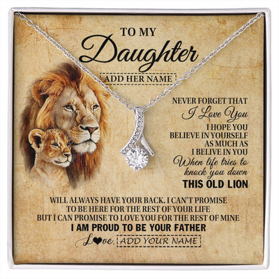 Alluring Beauty Necklace 14K White Gold Finish | 1 | Personalized To My Daughter Gifts From Dad Father Lion Necklace I Love You Daughter Birthday Gifts From Dad Graduation Christmas Custom Gift Box Message Card | siriusteestore.myshopify