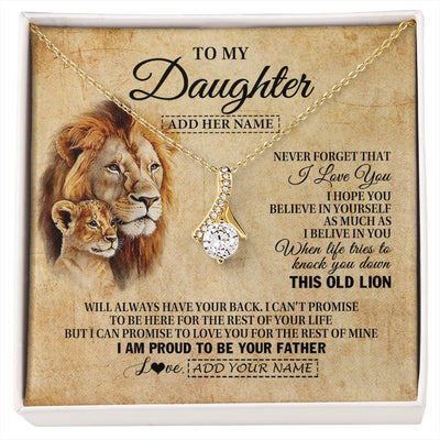 Alluring Beauty Necklace 18K Yellow Gold Finish | 1 | Personalized To My Daughter Gifts From Dad Father Lion Necklace I Love You Daughter Birthday Gifts From Dad Graduation Christmas Custom Gift Box Message Card | siriusteestore.myshopify