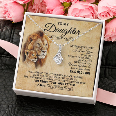 Alluring Beauty Necklace 14K White Gold Finish | 2 | Personalized To My Daughter Gifts From Dad Father Lion Necklace I Love You Daughter Birthday Gifts From Dad Graduation Christmas Custom Gift Box Message Card | siriusteestore.myshopify