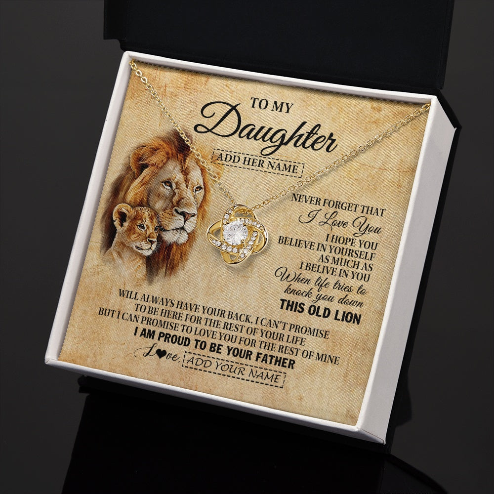 Love Knot Necklace 18K Yellow Gold Finish | 2 | Personalized To My Daughter Gifts From Dad Father Lion Necklace I Love You Daughter Birthday Gifts From Dad Graduation Christmas Custom Gift Box Message Card | siriusteestore.myshopify