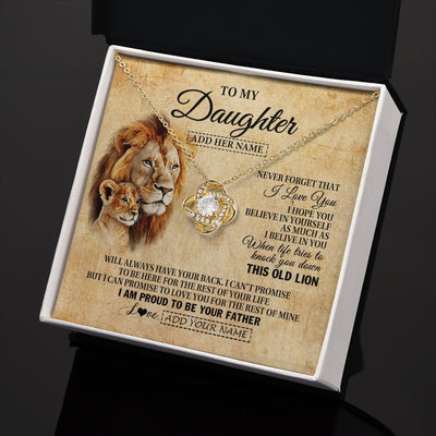 Love Knot Necklace 18K Yellow Gold Finish | 2 | Personalized To My Daughter Gifts From Dad Father Lion Necklace I Love You Daughter Birthday Gifts From Dad Graduation Christmas Custom Gift Box Message Card | siriusteestore.myshopify