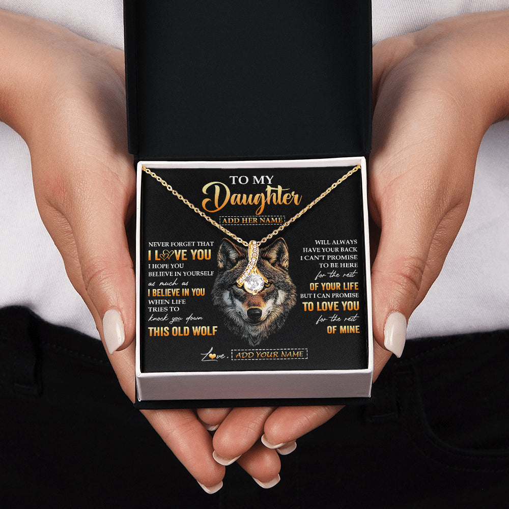 Alluring Beauty Necklace 18K Yellow Gold Finish | 2 | Personalized To My Daughter Gifts From Dad Father Mom Mother Necklace Old Wolf Love You Daughter Birthday Gifts Graduation Christmas Gift Box Message Card | siriusteestore